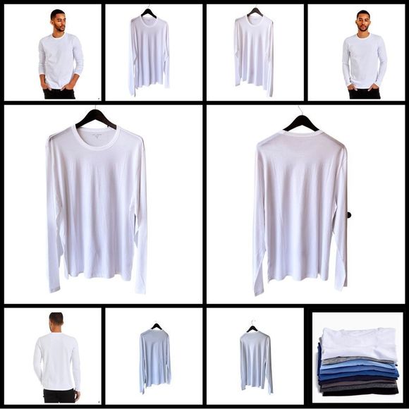 Mott & Bow Men’s ’Driggs’ Long-Sleeve Crewneck T-Shirt. Classic White. XL. New - Picture 10 of 10